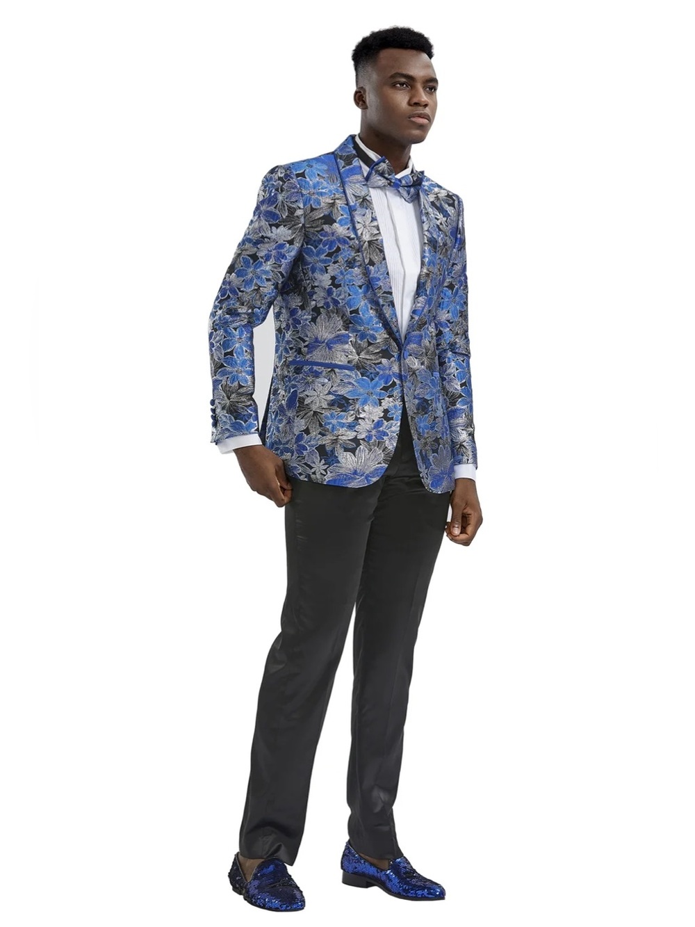 Bespoke Tazzio "Bloom" Royal Blue Tuxedo Jacket Men's XS
